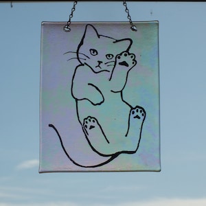Fused Glass Playful Kitty Sun Catcher/Wall Hanging