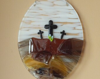 Fused Glass Easter Cross Sun Catcher/Wall Hanging