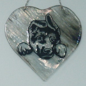 Fused Glass German Shepard Puppy Sun Catcher/Wall Hanging