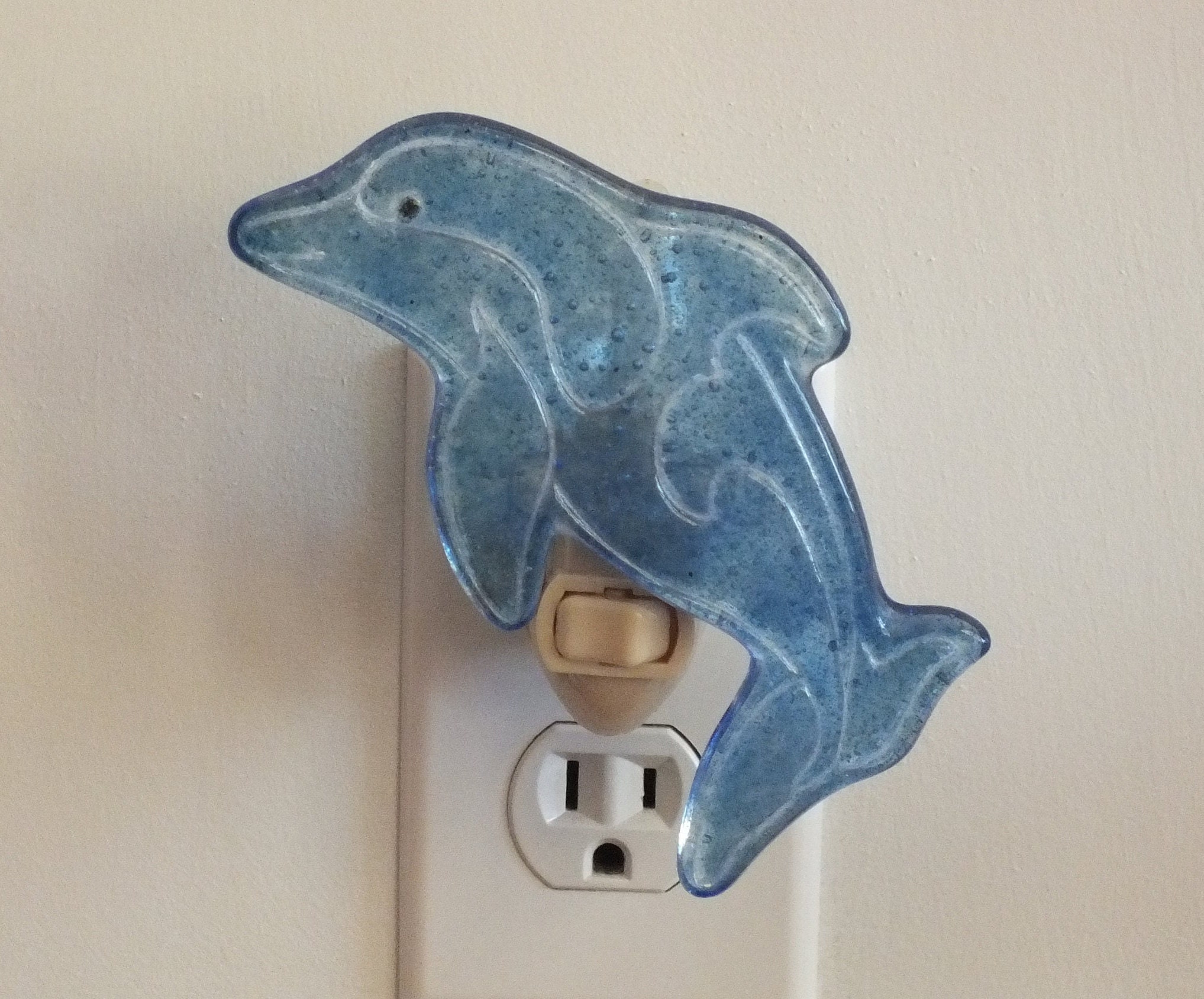 Fused Glass Dolphin Night Light With Rotating Plug Etsy
