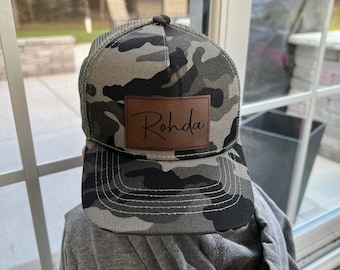 Personalized Father & Son Trucker Hats | Faux Leather Patch