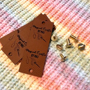 Custom Faux Leather Tags for Handmade Items, Personalized Branding Labels, With Rivets