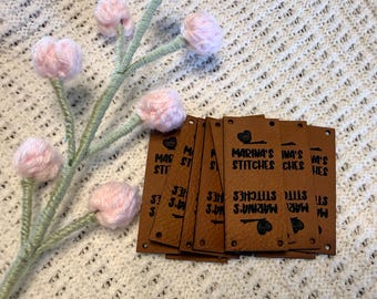 Custom Faux Leather Tags for Knitting & Crocheting | Personalized Branding Labels