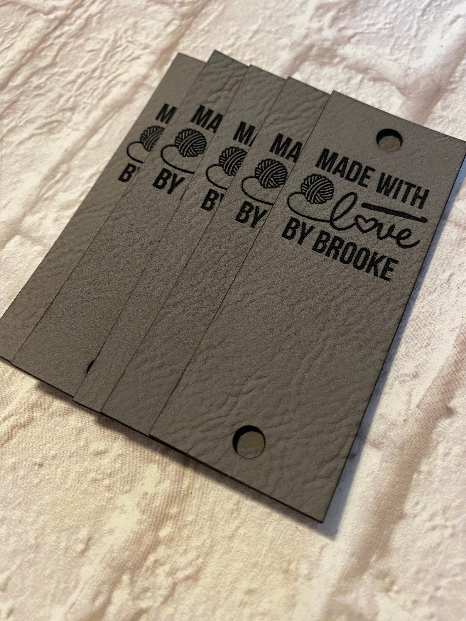 Custom Faux Leather Knitting Tags With Rivets, Handmade Clothing Labels ...
