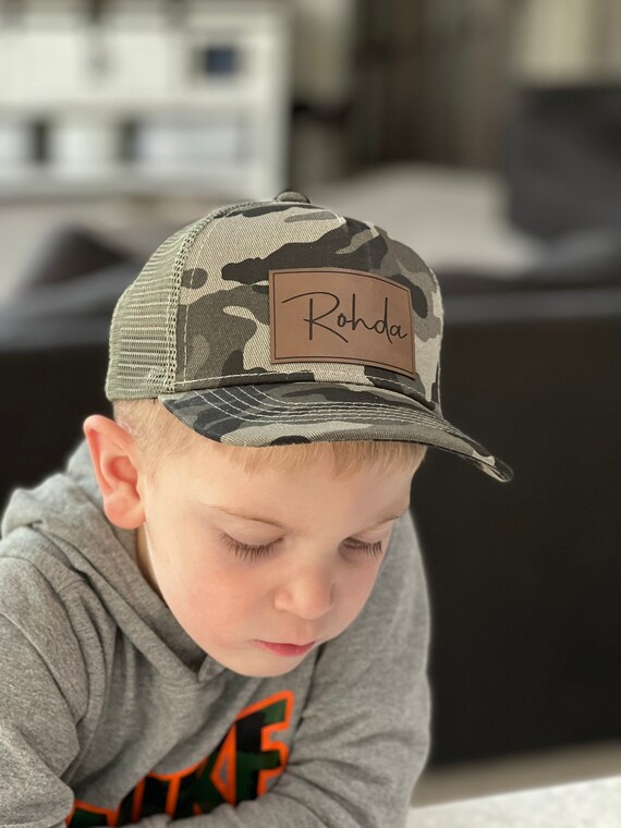 Engraved Leather Patch Hat, Custom Hats, Personalized Baseball Hat