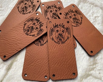 Custom Faux Leather Knitting Tags, Sewing Labels, Personalized Branding Logos