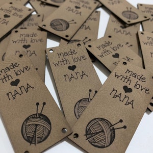 Made with Love Sewing Tags, Knitting Tag Personalized,  Personalized Sewing Tags, Custom Knitting Tags, Knitting Tags, Personalized Tag