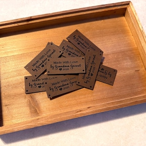 Custom Faux Leather Handmade Item Tags, Crochet & Knitting Labels (1x2.25)