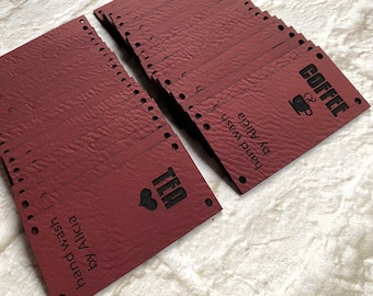 Custom Faux Leather Tags for Handmade Items, Knitting, Crochet, Sewing Labels