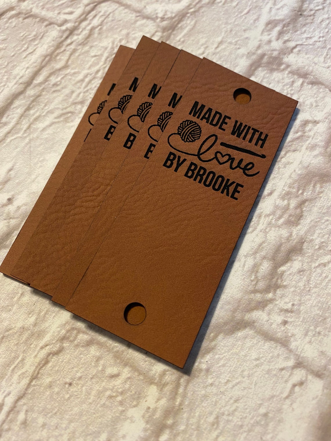 Custom Faux Leather Knitting Tags With Rivets, Handmade Clothing Labels ...