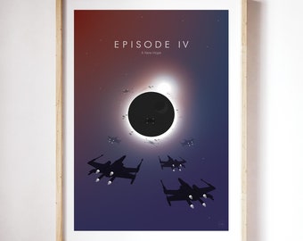 Star Wars Poster, Eine neue Hoffnung, minimalistischer Druck, Wandkunst, Filmkunst