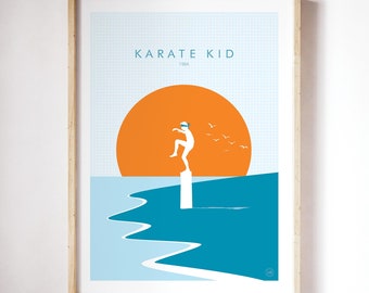Karate Kid Poster Print, Minimalistisches Plakat, Wandkunst, Giclee, Filmplakat