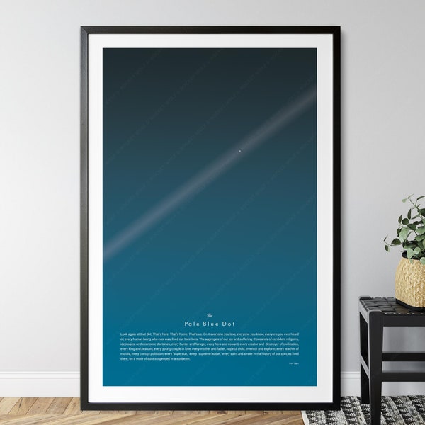 Carl Sagan The Pale Blue Dot Druck, Poster Druck, Inspiration Zitat, Astronomie Druck. Minimalistisches Poster, Kunst