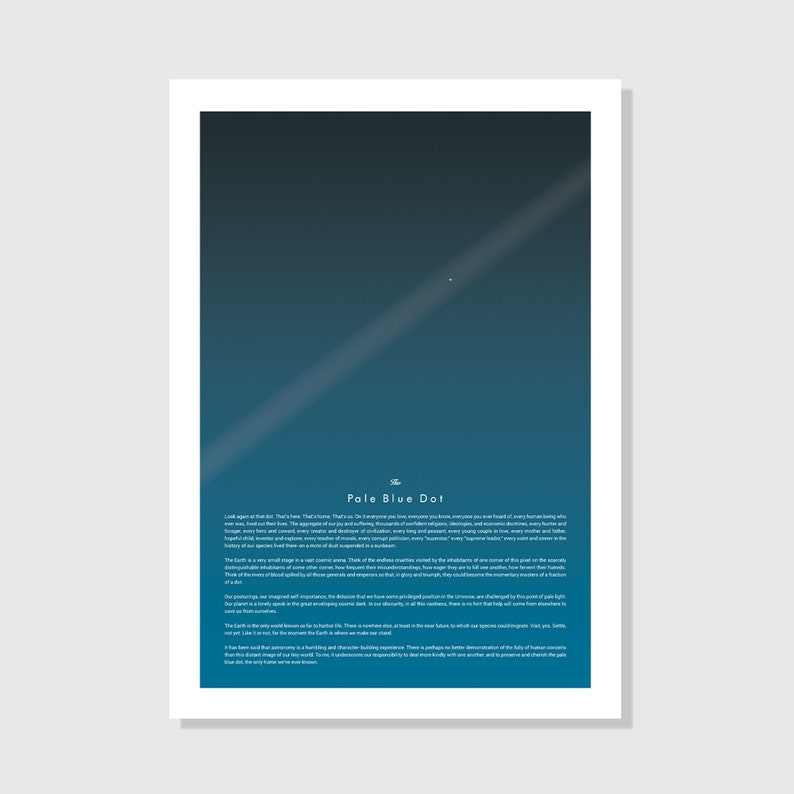 Carl Sagan The Pale Blue Dot Print Full Quote Poster Print Etsy