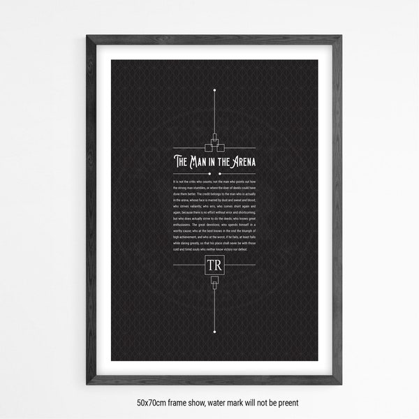 The Man In The Arena, Poster Print, Inspirational Quote, Astronomy print. Minimalist Poster, Wall Art