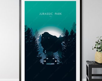 Jurassic Park Film Poster Druck, Wandkunst, minimalistisches Plakat, Filmplakat