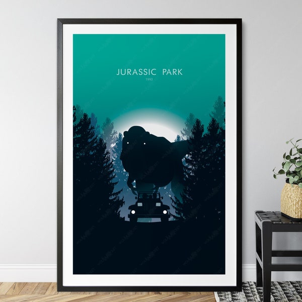 Jurassic Park movie poster print, wall art, minimalist poster, film poster
