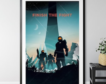 Halo Game Poster Druck, Wandkunst, minimalistisches Plakat, Filmplakat