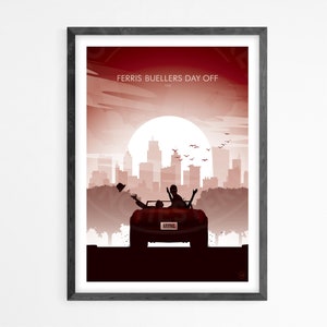 Ferris Buellers Day Off minimalist movie poster print | Geek decor  | Home Decor | Wall art