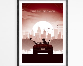 Ferris Buellers Day Off minimalist movie poster print | Geek decor  | Home Decor | Wall art