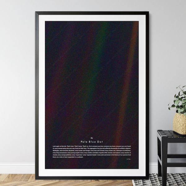 Carl Sagan The Pale Blue Dot Print, NASA Poster Druck, Inspiration Zitat, Astronomie Druck. Minimalistisches Poster, Kunst