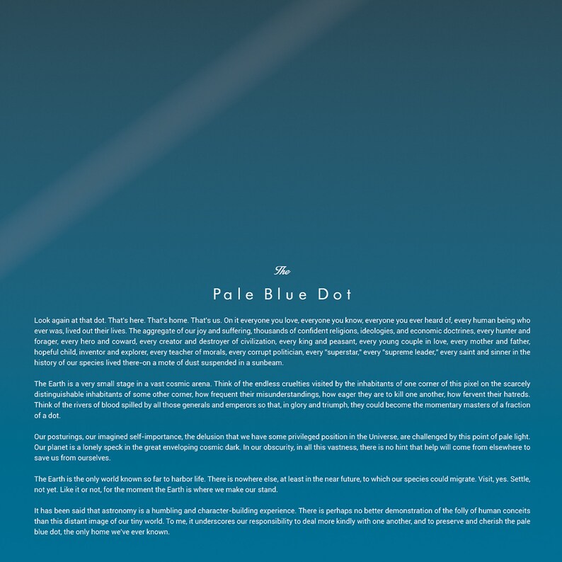 Carl Sagan the Pale Blue Dot Print Full Quote Poster Print Etsy UK