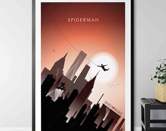 Spiderman Poster Print, Filmposter, Wandkunst, minimalistisches Plakat, Filmplakat