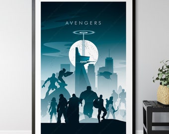 Marvel Avengers Poster Druck, Filmposter, Wandkunst, minimalistisches Plakat, Filmplakat
