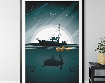 Poster di Jaws / poster minimalista / arredamento Geek / Arredamento per la casa / Arte della parete / Poster del film