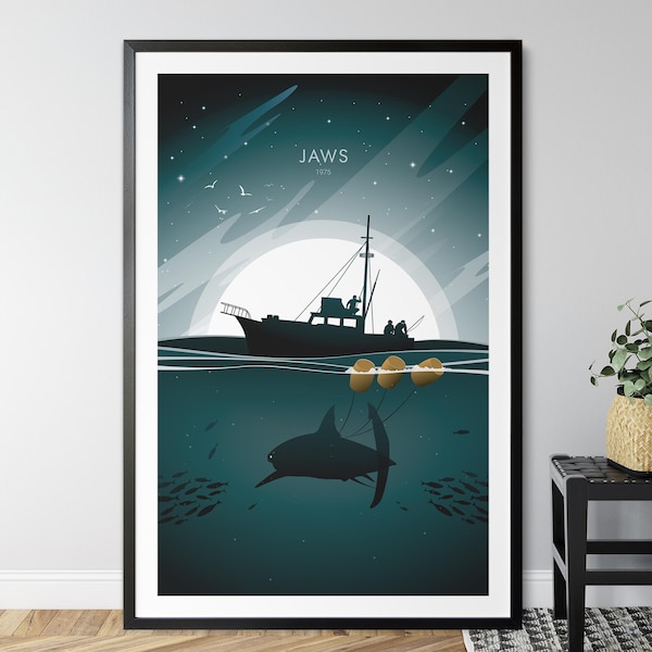 Cartel de Tiburón / cartel minimalista / Decoración geek / Decoración del hogar / Arte de la pared / cartel de la película