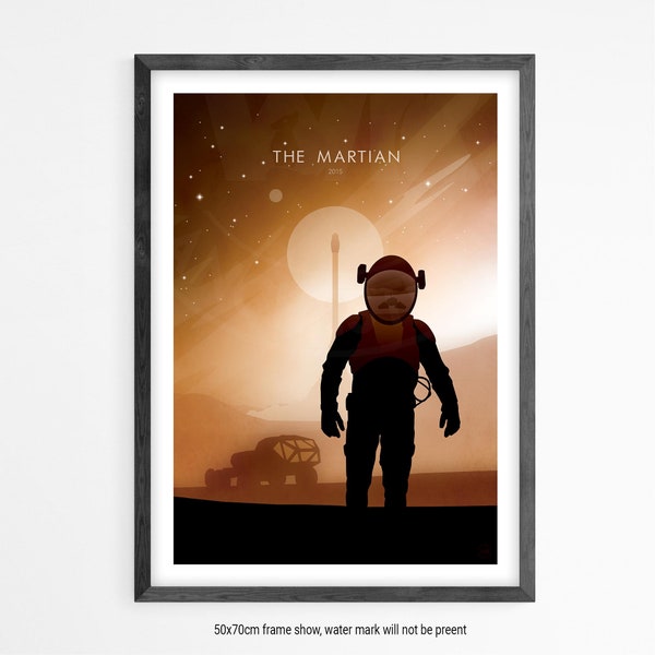 The Martian Filmplakatdruck, Wandkunst, minimalistisches Plakat, Filmplakat