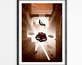 The Fifth Element Filmplakatdruck, Wandkunst, minimalistisches Plakat, Filmplakat