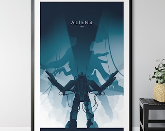 Aliens Filmplakatdruck, Wandkunst, minimalistisches Plakat, Filmplakat