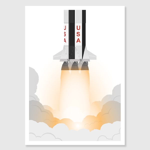 Impression d'affiche minimaliste de la NASA Saturn V, art mural, décoration d'intérieur