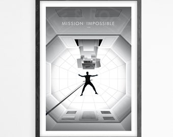 Mission Impossible Film Poster Druck, Wandkunst, minimalistisches Plakat, Filmplakat