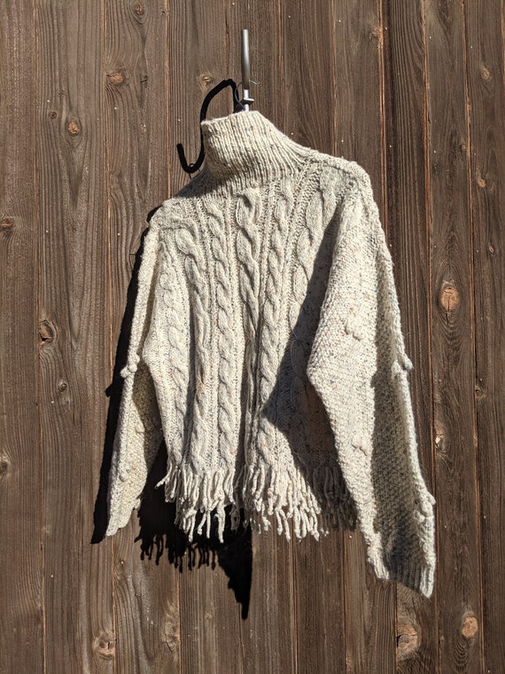 90s Funky Chunky Wool White and Tan Sweater - Kni… - image 2