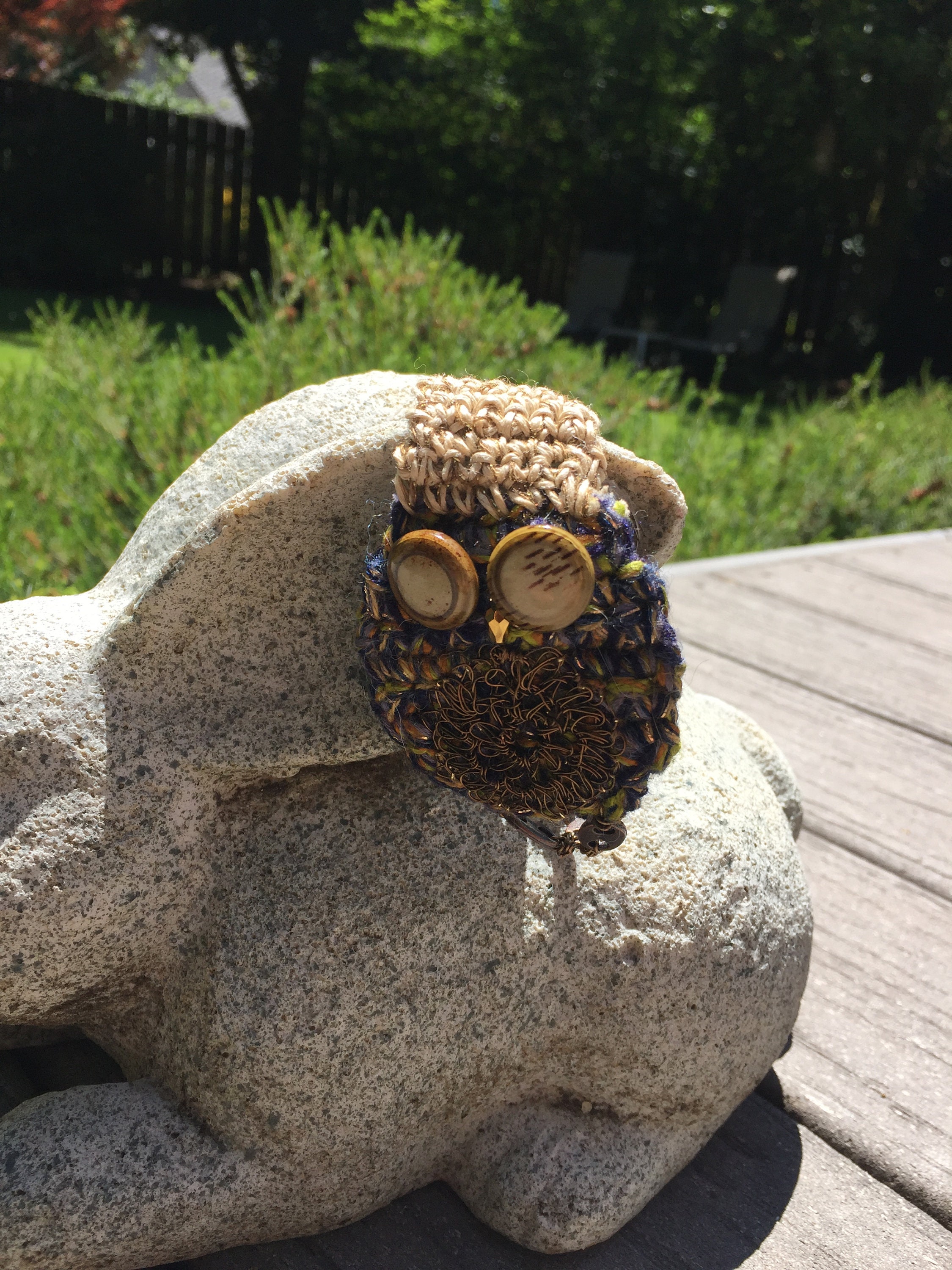 Hemp&ClearQuartz Owl Bracelet