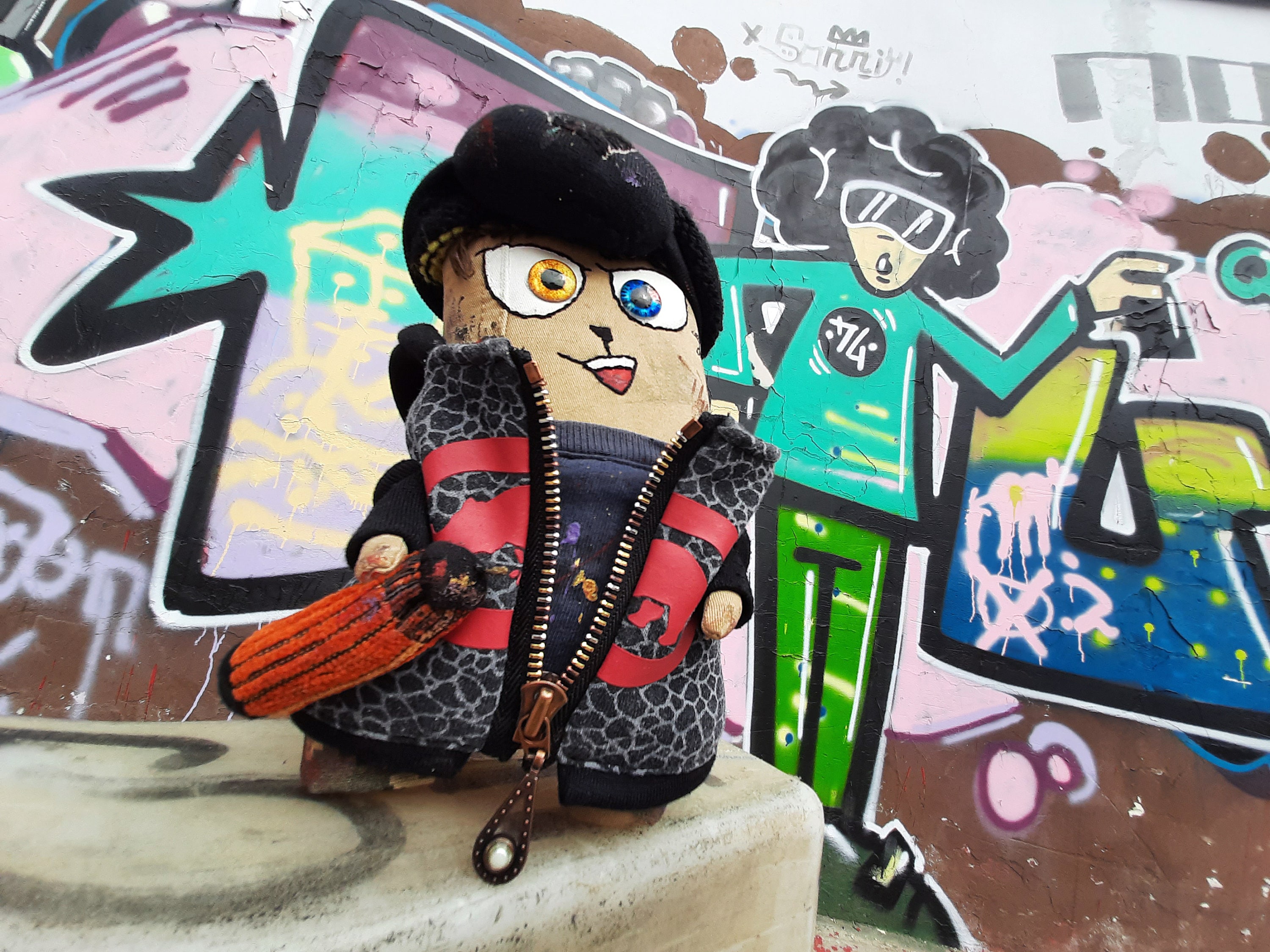 Graffiti Cat ART toy/ collectible toys/ designer dolls/ Etsy