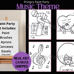 Set of 10 - Karaoke Theme Paint Party set | Music Art, DIY, Concert, Canvas Art Kit, Paint Party Kit, Home Art Kit