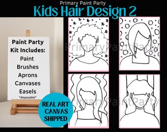 Set of 10 - Kids Hair Design - Paint Party at home kit | Kids Birthday Party, Girls, Art Party Games, Party Supplies, Art Gift Kit for Kids