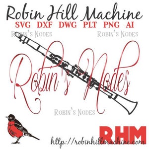 Clarinet SVG file ~ detailed vector for laser and Cricut  ~  Digital Download ~ AI DXF eps pdf plt png ~ marching band instrument woodwind