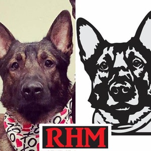 Aangepaste huisdier portret SVG ~ hond kat-bestand van foto ~ DXF, svg, plt, ai, dwg, png ~ zet foto om in svg voor cricut laserplasma