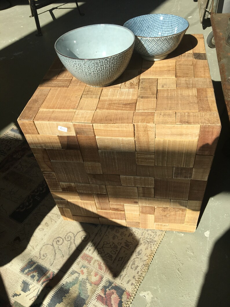 Wooden Square Side Table With Pieces