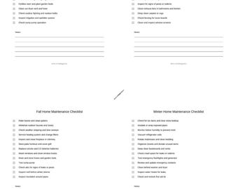 Utskrivbar checklista för hemunderhåll | Vår-, sommar-, höst- och vinteruppgifter | Säsongsbetonad städplanerare | Hushållsorganisatör i PDF-format