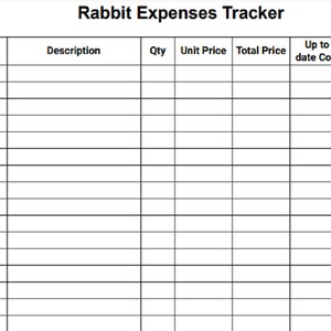 Rabbit Expense Tracker to Help Manage You Rabbits Expenses - Etsy