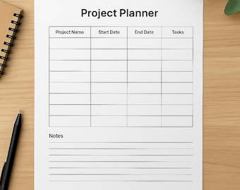 Project Planner PDF | Editable Printable Project Planning Template | Business Task Organizer