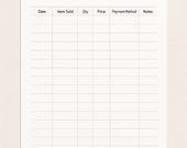 Printable Daily Sales Log – Instant Download,  Daily Sales Tracker, Instant Download PDF, Revenue Tracker, Printable Accounting Sheet
