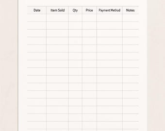 Printable Daily Sales Log – Instant Download,  Daily Sales Tracker, Instant Download PDF, Revenue Tracker, Printable Accounting Sheet