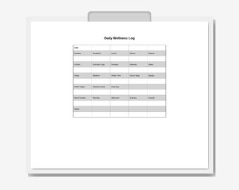 Daily Wellness Log Printable | Full Page PDF | Health, Fitness & Self Care Tracker | Instant Download