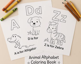 Animal Alphabet Coloring Book | A–Z Printable Coloring Pages for Kids | Educational Alphabet Activity | Preschool & Homeschool Learning PDF
